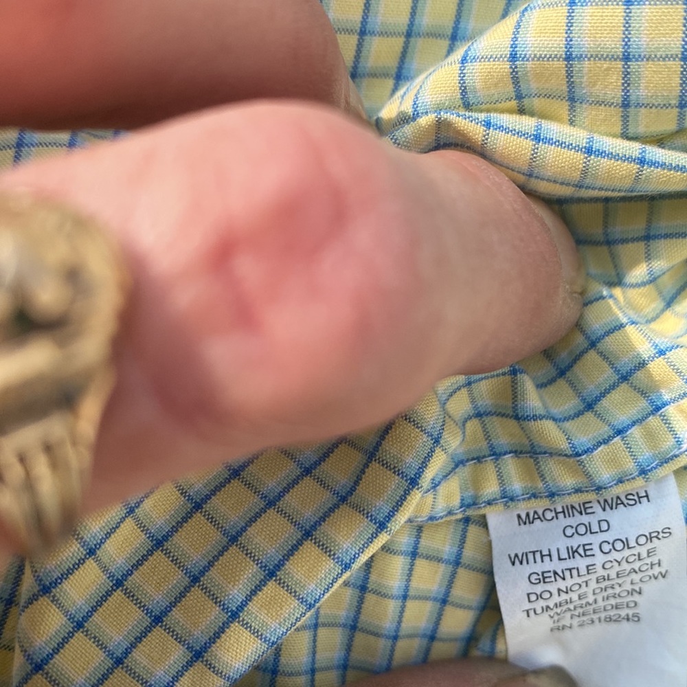 vineyard vines blue/green over pale yellow check logo Button-down Tall! - Picture 9 of 12